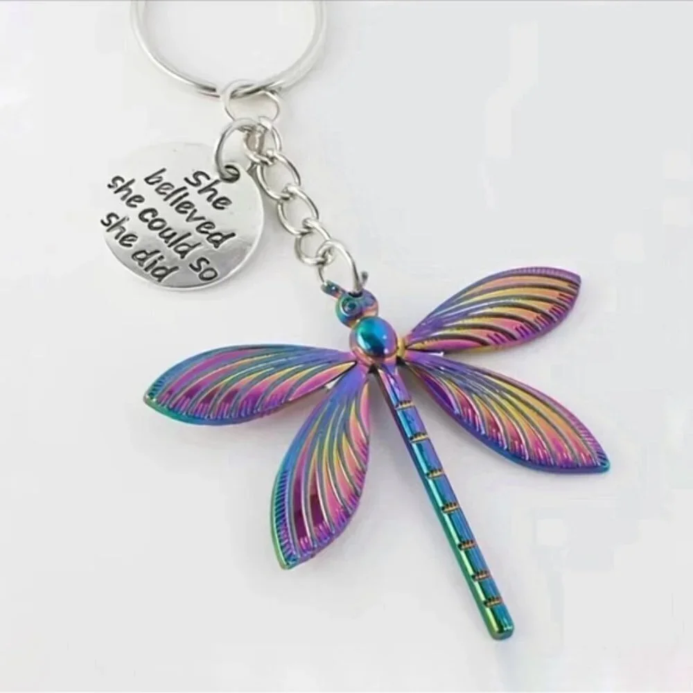 Dragonfly  Keychain Charm Pendant Backpack Bag Charm Velvet Gift Pouch 2 Pieces